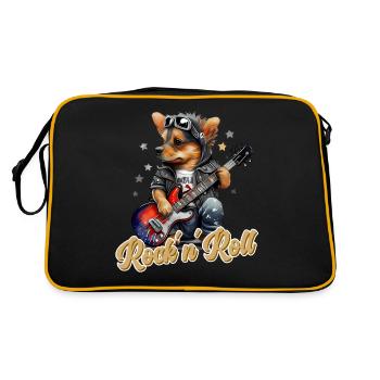 Drôle de chien avec guitare électrique, dicton Rock’n’Roll - Sac Retro - noir/or - Dos