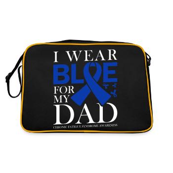 Ich Trage Blau Für Meinen Vater - Bewusstsein Für - Retro Tasche - Schwarz/Gold - Hinten