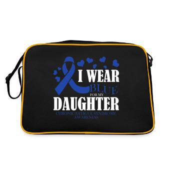 Ich Trage Blau Für Meinen Sohn - Bewusstsein Für - Retro Tasche - Schwarz/Gold - Hinten