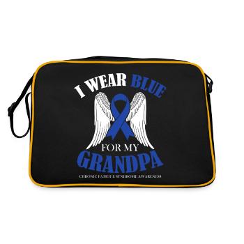 Ich Trage Blau Für Meinen Großvater - Bewusstsein - Retro Tasche - Schwarz/Gold - Hinten