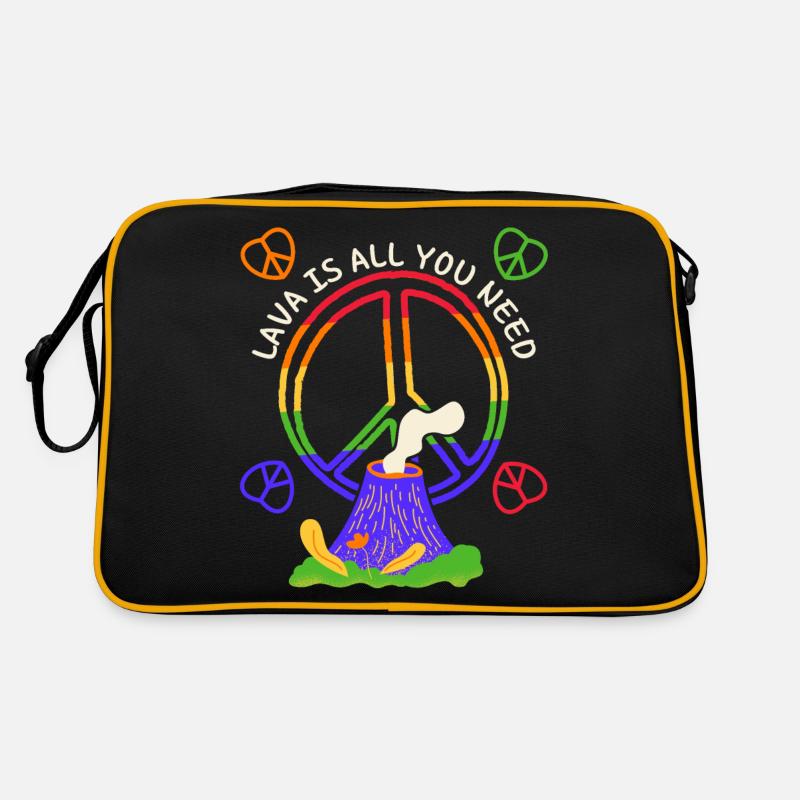 Frieden-Symbol, Friedenszeichen mit Vulkan, Pun Retro Tasche