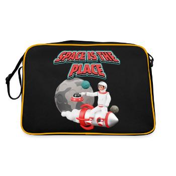 Funny Astronaut Cosmonaut, Spaceflight, Planets - Retro Bag - black/gold - Back