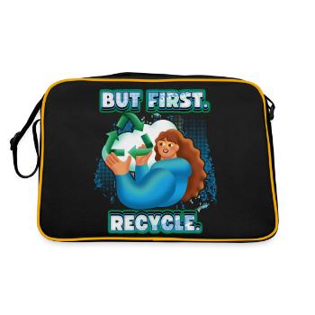 Recycler, recycler, slogan de protection de l’environnement - Sac Retro - noir/or - Dos