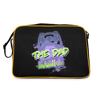Gaming-Dad, lustiger Spruch - Retro Tasche - Schwarz/Gold - Hinten