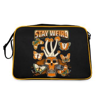 Champignons Magiques, Psychédélique, Crâne, Champignons - Sac Retro - noir/or - Dos