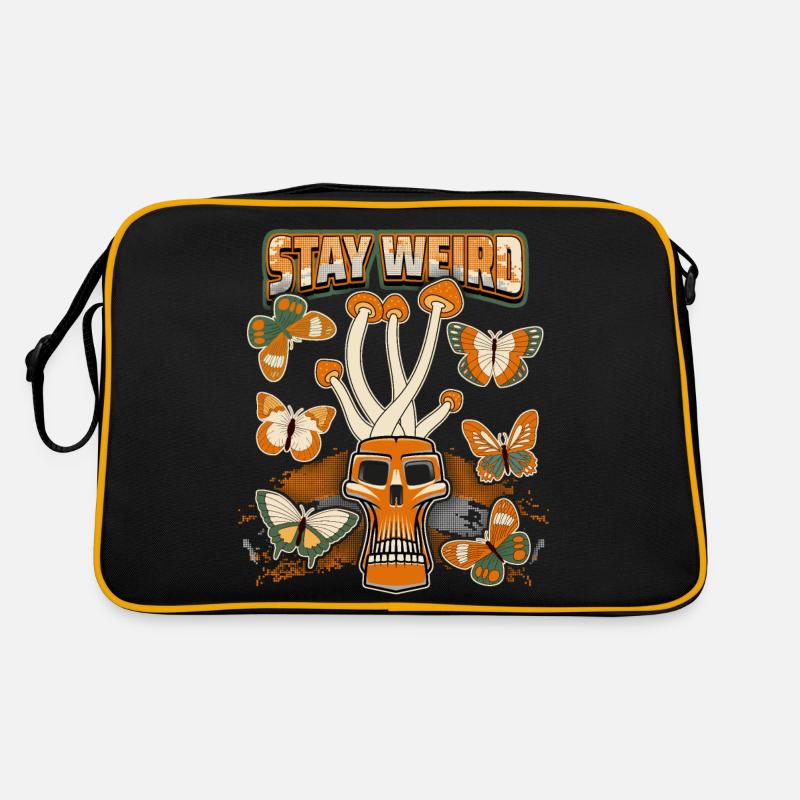 Magic Mushrooms, Psychedelic, Skull, Mushrooms Retro Bag