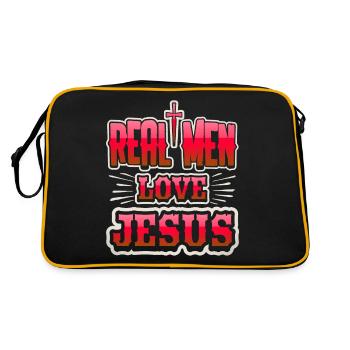 Jesus Christ, Saying Real Men Love Jesus - Retro Bag - black/gold - Back