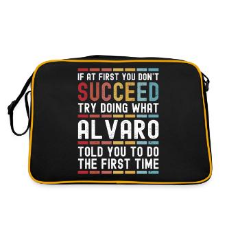 Alvaro Name Personalized Funny Birthday Christmas - Retro Bag - black/gold - Back