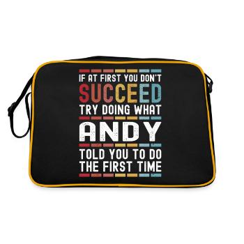 Andy Name Personalized Funny Birthday Christmas - Retro Bag - black/gold - Back