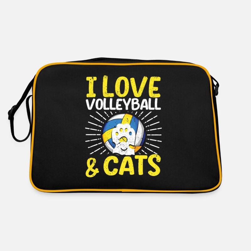 Ich liebe Volleyball und Katzen Kitty Workout Retro Tasche