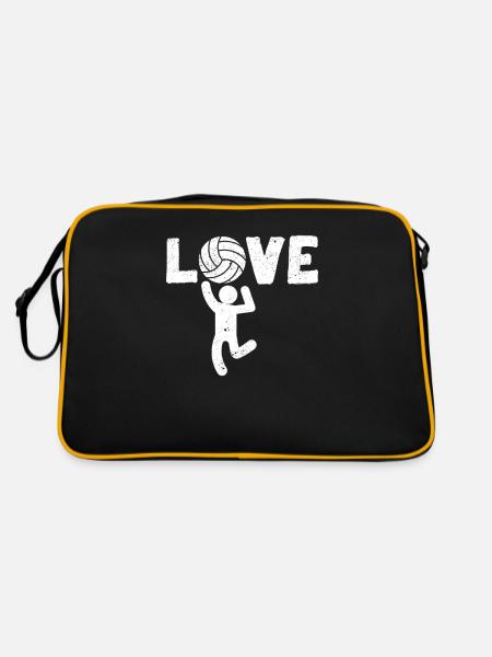Liebe Volleyballspieler Mannschaftssportarten - Retro Tasche - Schwarz/Gold - Hinten