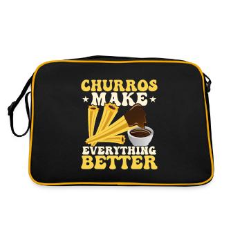 Churros Make Everything Better Food Dessert Latin - Retro Tasche - Schwarz/Gold - Hinten