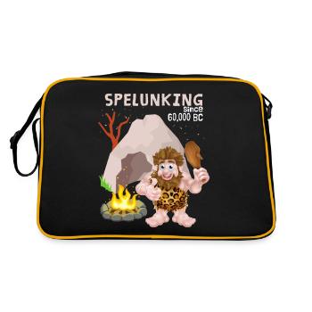 Spelunking, speleology, Neanderthal saying - Retro Bag - black/gold - Back