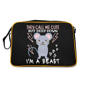Maus, Mouse, lustiger Spruch, Ironie - Retro Tasche - Schwarz/Gold - Hinten