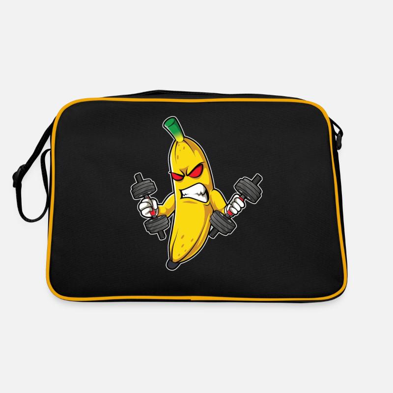 Fitness Banana Workout Routine Training Gym - Sac Retro - noir/or