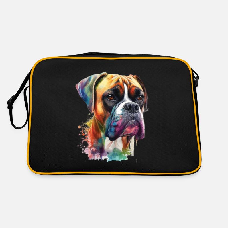 Conception de l’aquarelle allemande Boxer Dog - Sac Retro - noir/or