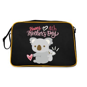 Happy Mother's Day, Koala mit Baby, 4. Muttertag - Retro Tasche - Schwarz/Gold - Hinten