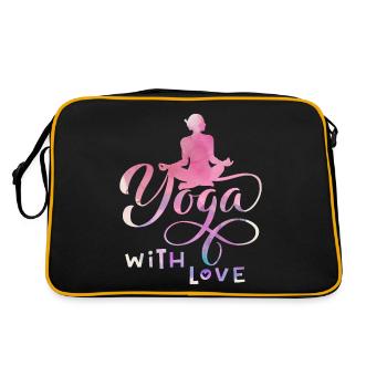 Yoga, Yoga-Motiv, Boho-Girl, Yoga-Pose, Spruch - Retro Tasche - Schwarz/Gold - Hinten