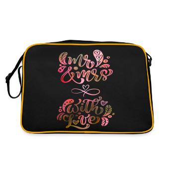 Mr & Mrs, Love-Love, Wedding, Wedding Typography - Retro Bag - black/gold - Back