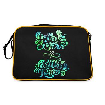Mr & Mrs, Love-Love, Wedding, Wedding Typography - Retro Bag - black/gold - Back