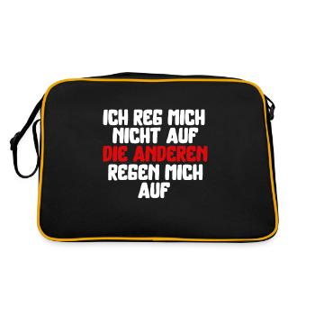 Ich reg mich nicht auf die anderen regen mich auf - Retro Tasche - Schwarz/Gold - Hinten