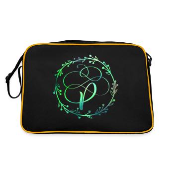 Monogram, Letter P, Calligraphy Ornament - Retro Bag - black/gold - Back