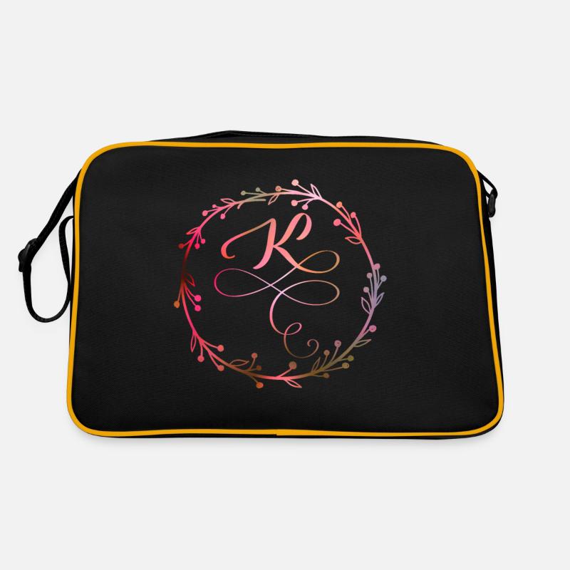 Monogram, Letter K, Calligraphy Ornament Retro Bag