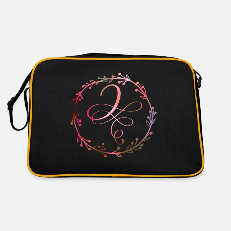 Monogram, Letter J, Calligraphy Ornament Retro Bag