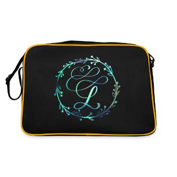 Monogram, Letter L, Calligraphy Ornament - Retro Bag - black/gold - Back