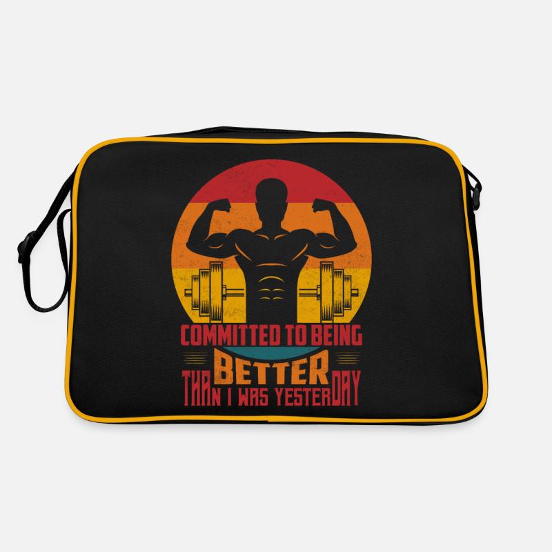 Committed To Being Better Weight Lifting Workout Retro Tasche