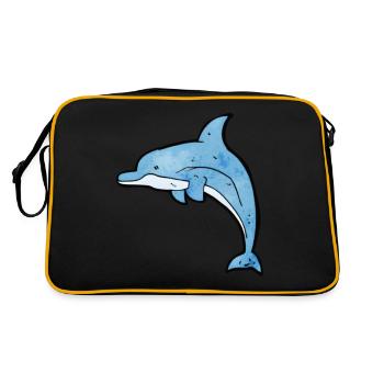 Delfin - für coole Kids - Retro Tasche - Schwarz/Gold - Hinten