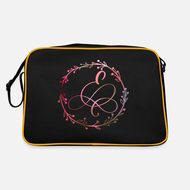 Monogram, Letter E, Calligraphy Ornament Retro Bag