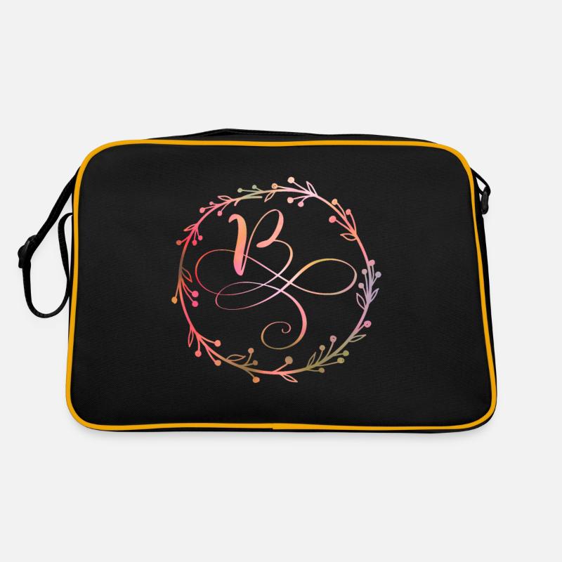 Monogram, Letter B, Calligraphy Ornament Retro Bag