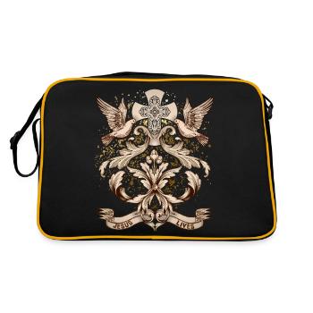 Cross of Christ, Jesus Christ with Doves of Peace - Retro Bag - black/gold - Back