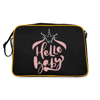 Hello Baby, Baby Shower, Naissance, Typographie - Sac Retro - noir/or - Dos