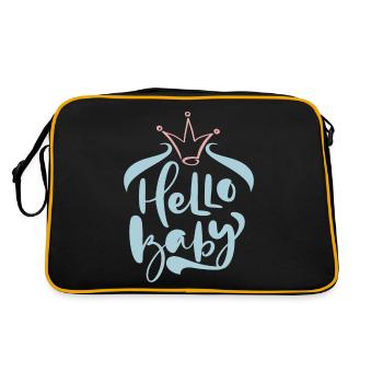 Bonjour bébé, Baby Shower, Naissance, Typographie Design - Sac Retro - noir/or - Dos