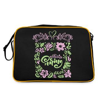 Spring, Saying Welcome-Spring, Typography - Retro Bag - black/gold - Back