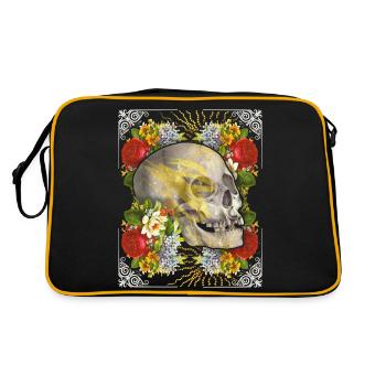 Crâne crâne crâne avec roses vintage - Sac Retro - noir/or - Dos