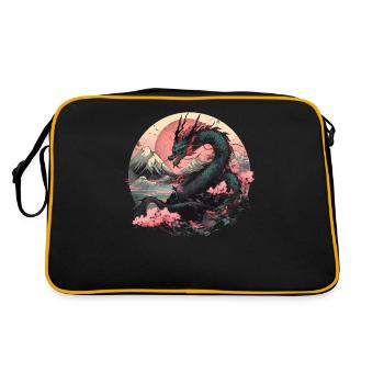 Fantasy Chinesischer Drache Cool Anime Arts Drachenspaß - Retro Tasche - Schwarz/Gold - Hinten
