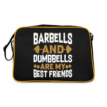 Barbells And Dumbbells Weight Lifting Workout Trai - Retro Tasche - Schwarz/Gold - Hinten