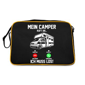 Wohnmobil Wohnwagen Camping Camper - Retro Tasche - Schwarz/Gold - Hinten