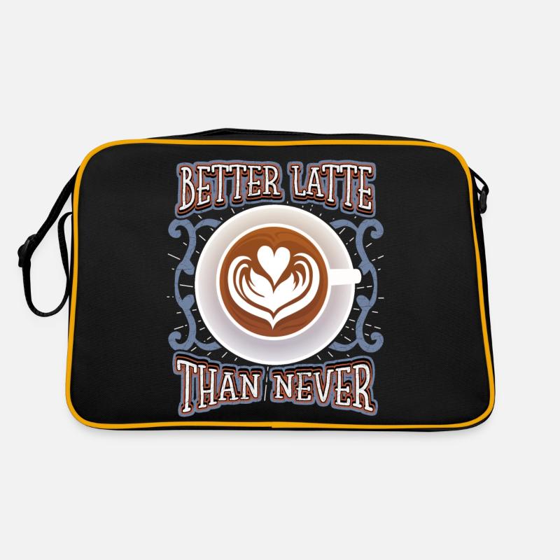 Kaffee Latte, lustiger Spruch, Pun Kaffeetrinker Retro Tasche