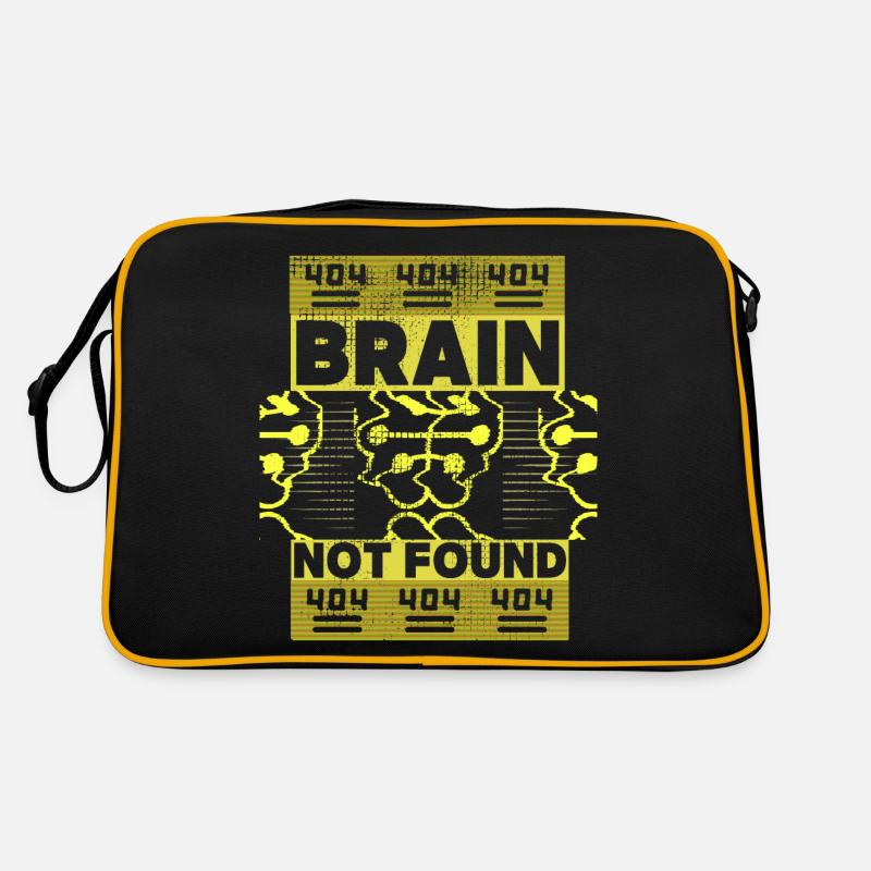 404-html error, Computer-Nerd, lustiger Spruch - Retro Tasche - Schwarz/Gold