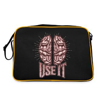 Brain, funny saying, use-it - Retro Bag - black/gold - Back