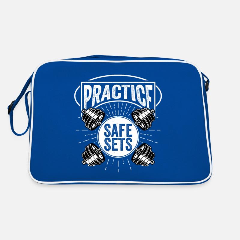 Practice Safe Sets Workout Training Weight Lifting Retro Tasche