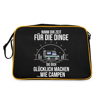 Wohnmobil Wohnwagen Camping Camper - Retro Tasche - Schwarz/Gold - Hinten