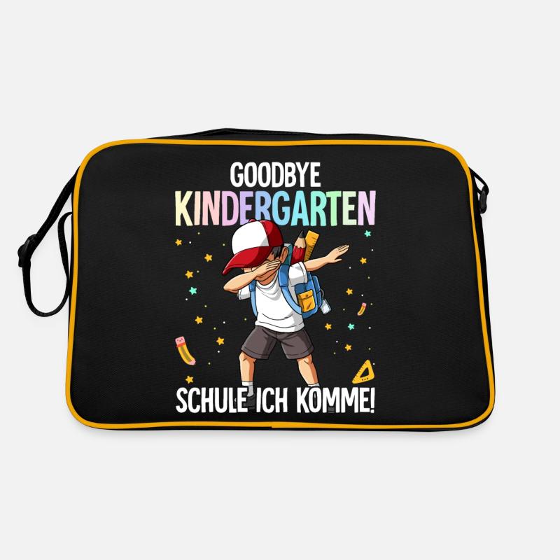 Goodbye Kindergarten Schule Ich Komme Einschulung Retro Tasche