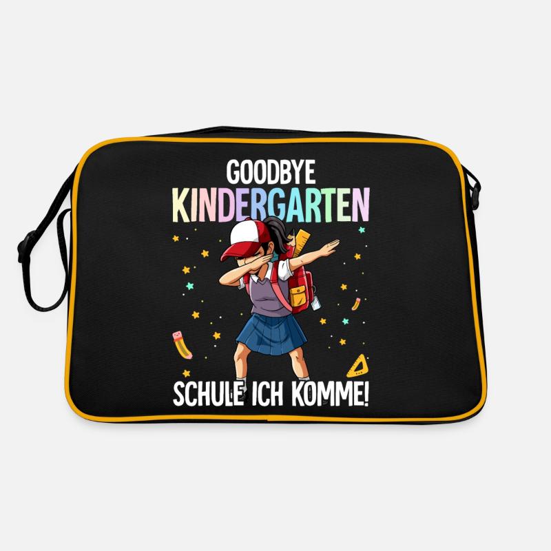 Goodbye Kindergarten Schule Ich Komme Einschulung Retro Tasche