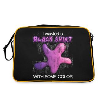 Chemise noire, éclaboussures de couleur 3D, drôle de dicton, jeu de mots - Sac Retro - noir/or - Dos