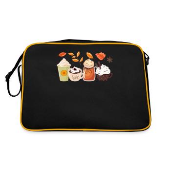 Autumn Coffee Pumpkin Spice Latte Autumn Leaves - Retro Bag - black/gold - Back